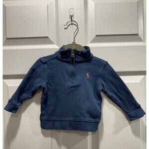 Infant Ralph Lauren Quarter Zip Blue Pull Over Long Sleeve Sweater 9 month